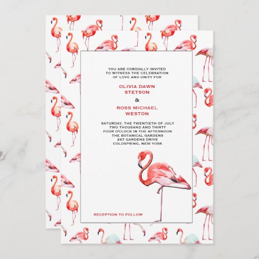 Schöne Flamingos Hochzeit Einladung (Vorne/Hinten)