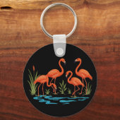Schöne Flamingos im See Schlüsselanhänger (Vorderseite)