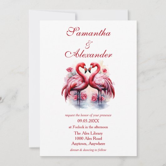 Schöne Flamingos Wedding Einladung (Vorderseite)