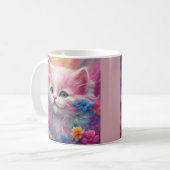 Schöne, flauschig weiße Katze Kaffeetasse (Vorderseite Links)