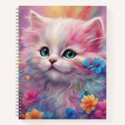 Schöne, flauschig weiße Katze Notizblock (Vorderseite)