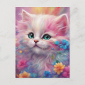 Schöne, flauschig weiße Katze Postkarte (Vorderseite)