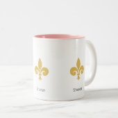 Schöne Fleur-de-lis-Blume auf Weiß Zweifarbige Tasse (VorderseiteRechts)