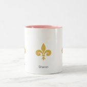 Schöne Fleur-de-lis-Blume auf Weiß Zweifarbige Tasse (Mittel)