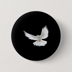 Schöne fliegende friedliche weiße Taube Foto Silho Button
