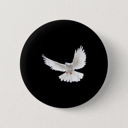 Schöne fliegende friedliche weiße Taube Foto Silho Button (Vorderseite)