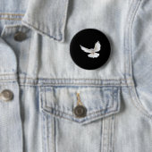 Schöne fliegende friedliche weiße Taube Foto Silho Button (Beispiel)