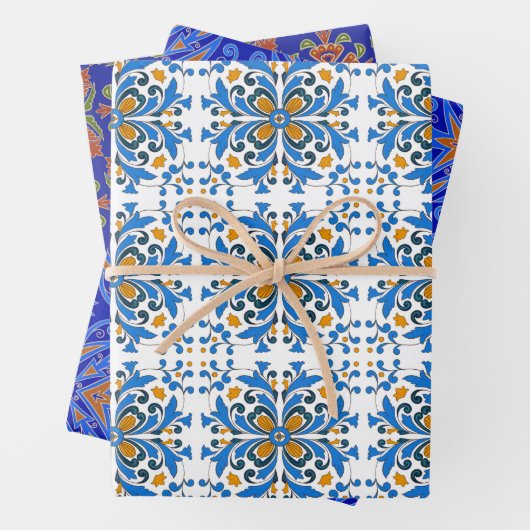 Schöne Fliesendesigns zum Verpacken von Papierblät Geschenkpapier Set (Beispiel)