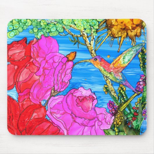 Schöne Flora Hummingbird Mousepad (Vorne)