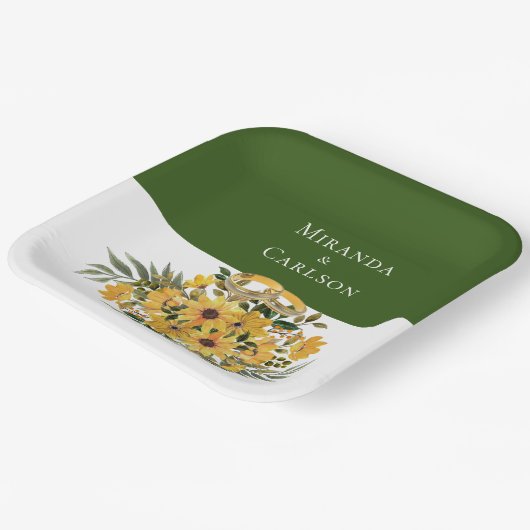 Schöne Flora mit Rings Wedding Pappteller (Gewinkelt)