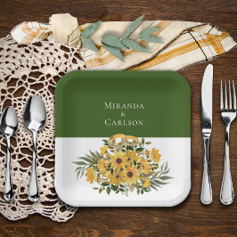 Schöne Flora mit Rings Wedding Pappteller