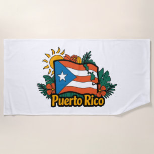 Schöne Flora Puerto Rico Flag Kunstwerk Strandtuch