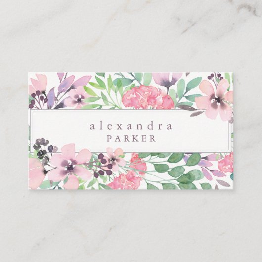 Schöne Flora | Trendfarbener Rahmen Visitenkarte (Vorderseite)