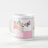 Schöne Flora und Schmetterling Valentinstag Kaffeetasse (Vorderseite Links)