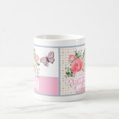 Schöne Flora und Schmetterling Valentinstag Kaffeetasse (Mittel)