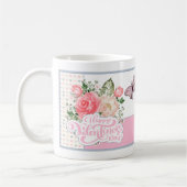 Schöne Flora und Schmetterling Valentinstag Kaffeetasse (Links)