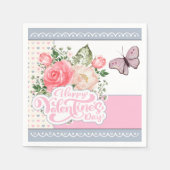 Schöne Flora und Schmetterling Valentinstag Serviette (Vorderseite)
