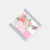 Schöne Flora und Schmetterling Valentinstag Serviette (Ecke)