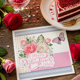 Schöne Flora und Schmetterling Valentinstag Serviette