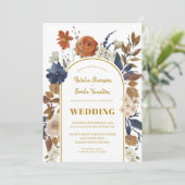 Schöne Floral Boho Wedding Einladung (Stehend Vorderseite)