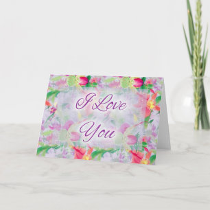 Schöne Floral D1 Ich liebe Dich Grußkarte Karte
