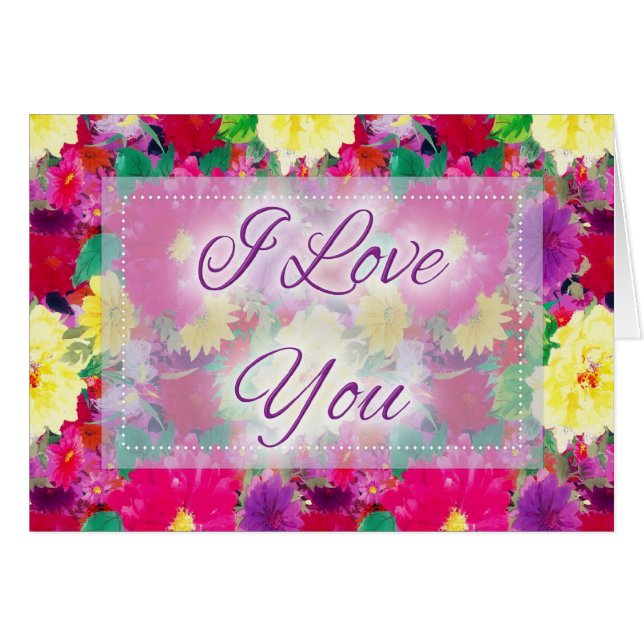 Schöne floral D2 I Liebe Sie Grußkarte (Vorderseite (Horizontal))
