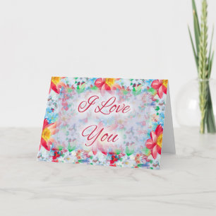 Schöne Floral D3 Ich liebe Dich Grußkarte Karte