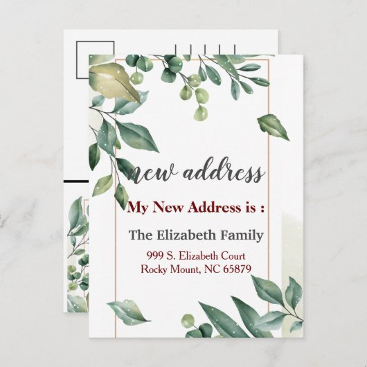 Schöne Floral New Address Motion Ankündigung (Vorne/Hinten)