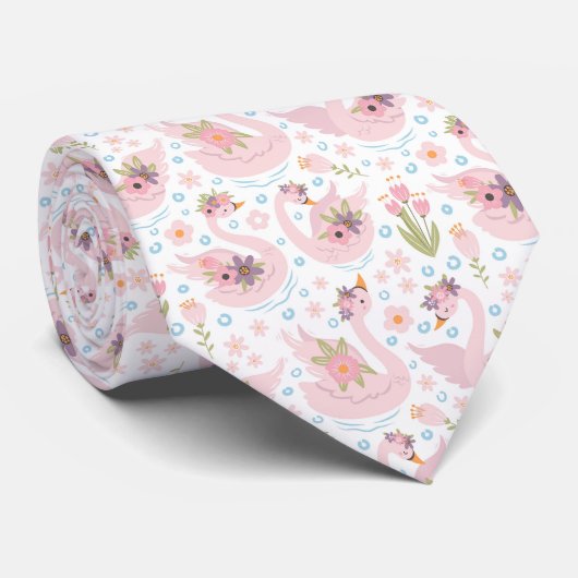 Schöne Floral Swan Neck Tie Krawatte (Gerollt)