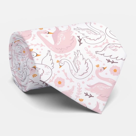 Schöne Floral Swan Neck Tie Krawatte (Gerollt)