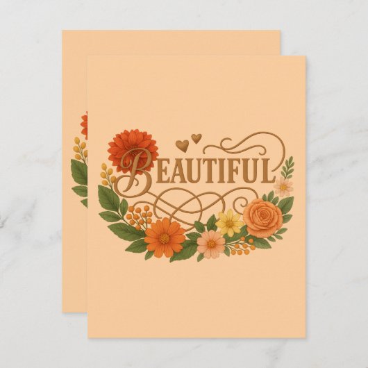Schöne Florale Antwortkarte | Elegantes Gold RSVP Karte (Vorne/Hinten)