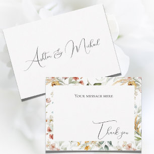 Schöne florale Aquarell-Flat-Dankeskarte Dankeskarte