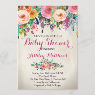 Schöne florale Babyparty-Einladung, Baby Einladung