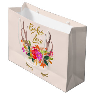 Schöne florale Boho-Liebe-Rentiergeweih-Wimpern Große Geschenktüte