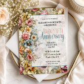 Schöne Florale Collage 25. Hochzeitstag Einladung