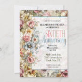 Schöne Florale Collage 60. Hochzeitstag Einladung (Vorderseite)