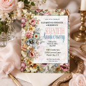 Schöne Florale Collage 70. Hochzeitstag Einladung