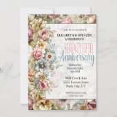 Schöne Florale Collage 75. Hochzeitstag Einladung (Vorderseite)
