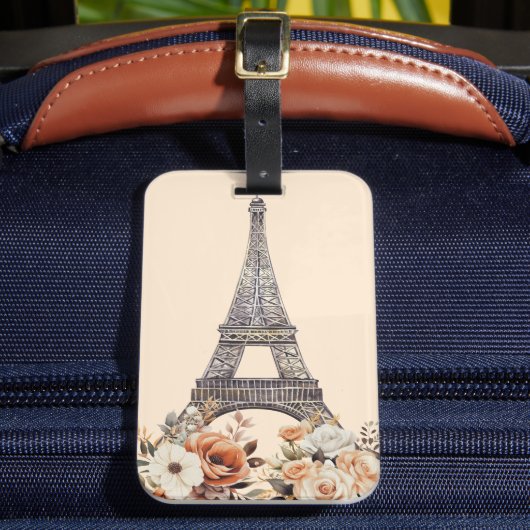 Schöne Florale Eiffelturm Paris Reise Gepäckanhänger (Vorderseite Insitu 2)