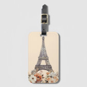 Schöne Florale Eiffelturm Paris Reise Gepäckanhänger (Vorderseite Vertikal)