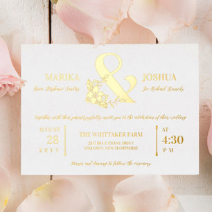 Schöne florale Et-Typografie Hochzeit Gold Folieneinladung