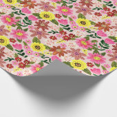 Schöne florale Frühlingsblumen rosa Geschenkpapier (Ecke)