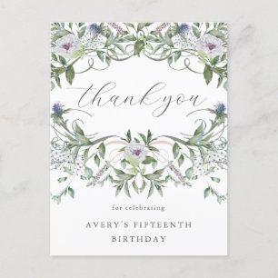 Schöne florale Geburtstags-Dankeschön-Karte Postkarte