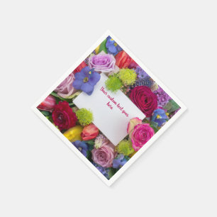 Schöne florale gerahmte Rosen Textbox Benutzerdefi Serviette