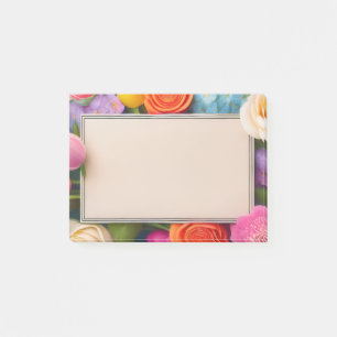 Schöne florale gerahmte Rosen Tulpen Hortensien Post-it Klebezettel