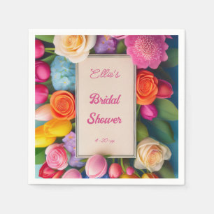 Schöne florale gerahmte Rosen Tulpen Hortensien Ve Serviette