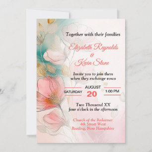 Schöne florale Hochzeit Einladung