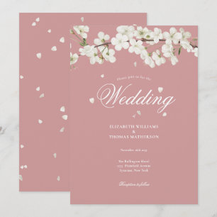 Schöne florale Hochzeit weiße Blüten Staubrose Einladung
