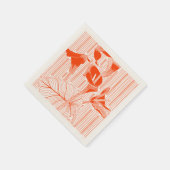 Schöne florale Linienkunst mit orangefarbenen Pfla Serviette (Ecke)