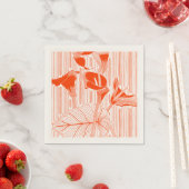 Schöne florale Linienkunst mit orangefarbenen Pfla Serviette (Beispiel)